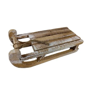 Abbildung von Holz Deko Schlitten Shabby Used Look 31 x 14,5 cm Holzschlitten Basteln Dekorieren Weihnachtsdeko Miniatur Winter Weihnachten Tischdeko