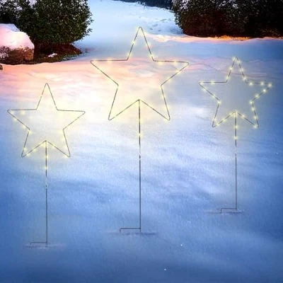 Abbildung von Spetebo Gartenstecker LED Stern 30 / 24 cm Garten Deko (3er Set, 1 St., mit 70 in warm weiß) IP44 Spritzwasserschutz