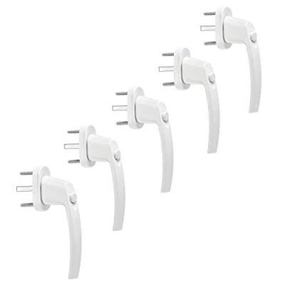 Abbildung von SO TECH® Fenstergriff 45 Raster weiß 28x151x62 mm Terrassentürgriff Rasterolive, (5 tlg), 5 Stück mit Druckknopf inkl. Schrauben