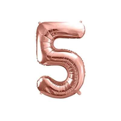 Abbildung von PartyDeco Helium Luftballon Geburtstag Deko Folienballon Zahl 5 Rose Gold 86 cm