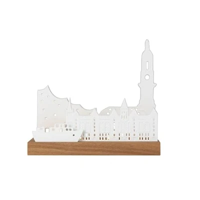 Abbildung von Räder Lichtobjekt Stadtsilhouette Hamburg