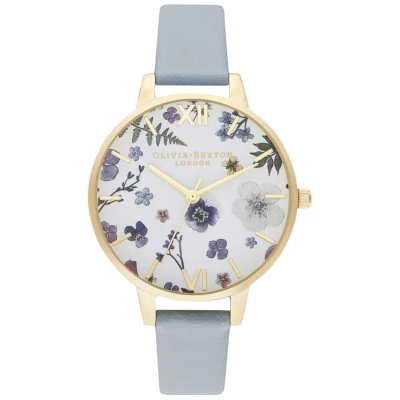 Abbildung von Olivia Burton Analog Quarzuhr für Damen mit Hellblaues (chalk blue) Veganes Lederarmband OB16AR08