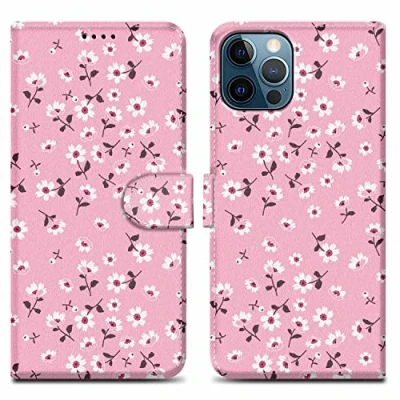 Abbildung von Cadorabo Hülle kompatibel mit Apple iPhone 12 PRO MAX Handyhülle ausim Muster Design Premium Kunst Leder Flip Klappbare Stoßfeste Magnetische [Standfunktion] Case für in Rosa