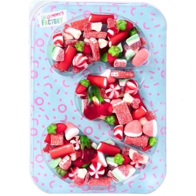 Abbildung von Gommy&#039;s Factory Geburtstag Süßigkeiten Box Nº3 Weingummi Kuchen Kindergeburtstag Lecker und Perfekt Für Jede Feier Birthday Cake Party Number 500g Candy