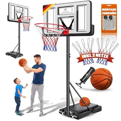 Abbildung von KESSER Basketballkorb, Basketballkorb Premium mit Ständer Rollen Inkl. Basketball