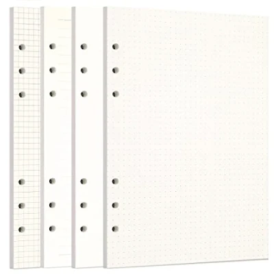 Abbildung von Zelten Lose Blatt Lochpapier Nachfüllpackungen Papier für 6 Loch Binder Persönlicher Organizer Tagebuch Notizbuch Nachfüllbarer Planer, 4 in 1 Lined Squared Dotted Sketch, A5/6 Hole