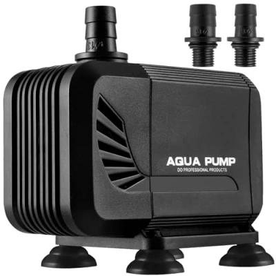 Abbildung von Aquarium Pumpe Wasserpumpe Teichpumpe, Tauchpumpe 1500L/H, für Teich Brunnen Steingarten, Ultra Quiet mit Filter und 2 Düse 13mm/16mm, Max Förderhöhe 1.6m (15W)