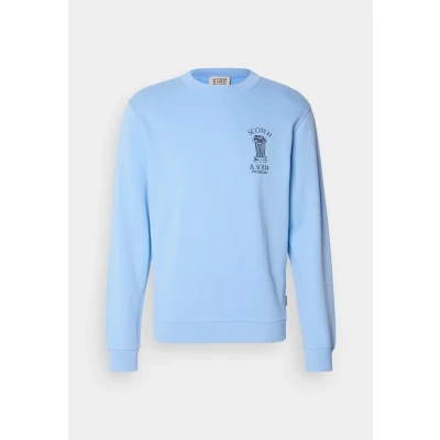 Abbildung von Scotch &amp; Soda Herren Left Chest Artwork Crewneck Sweatshirt, Spring Blue, L