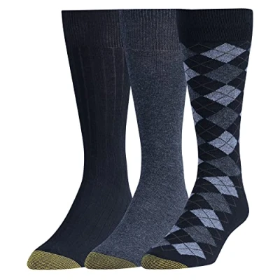 Abbildung von Gold Toe Herren Klassische Argyle Kleid Socken 3 Paar Multipairs (3er Pack), Navy Diamond, L