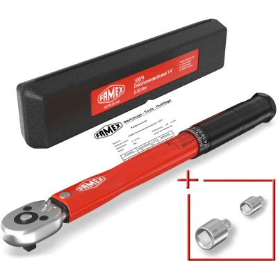 Abbildung von FAMEX Drehmomentschlüssel &quot;10878 2A&quot;, (Set, 3 St.), 1/4 Zoll, 5 30 Nm, auf ±3% kalibriert, mit Kalibrierschein