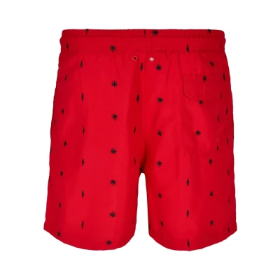 Abbildung von Urban Classics Embroidery SWIM Badeshorts, Herren, Größe: Large, Leaf/firered/navy