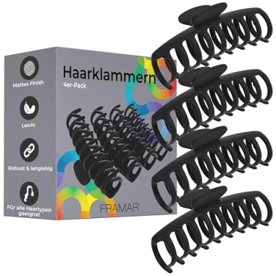 Abbildung von FRAMAR Schwarz Haarklammern Groß Haarklammer Dickes Haar xxl, Haarspangen Damen Dünnes Haar, Für Damen, Hair Clips For Women, Haarclips Hairclip, 4