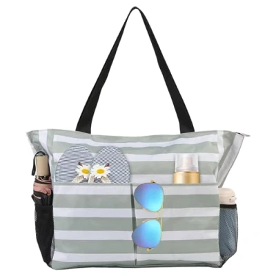 Abbildung von TAHAVICE Strandtasche Damen mit Reißverschluss, Große xxl Familie, Badetasche Wasserdicht, Beach Bag Tote für Strand Reisen Pool Fitnessstudio