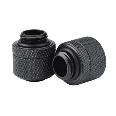 Abbildung von ASHATA 2pcs G1 / 4 Gewinde PC Wasserkühlung Adapter, 2 Stücke Messing Two Touch Computer Water Cooling Fitting Verbinder Adapter,Geeignet für 12.7 mm Außendurchmesser Tube(Black)