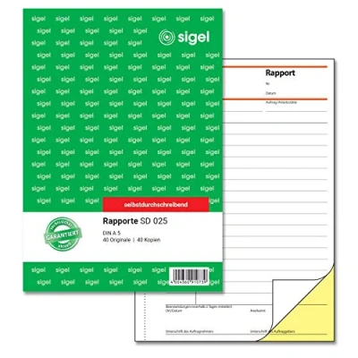 Abbildung von SIGEL SD025 Rapport A5, 2x40 Blatt, selbstdurchschreibend, 1 Stück, aus nachhaltigem Papier