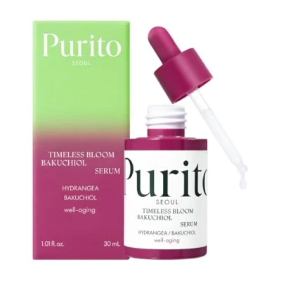 Abbildung von PURITO SEOUL Timeless Bloom Bakuchiol Serum, Korean Jeju Hydrangea, for Sensitive Skin, Ampoule, Fine Line Reduction, Anti Aging Facial Serum face, K Beauty, 30ml 1fl.oz