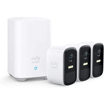 Abbildung von eufy eufyCam 2C 3+1, Überwachungskamera, Kompatibel mit HomeKit, Drei Kamera Set(Generalüberholt)