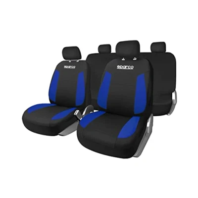 Abbildung von SPARCO STRADA SPCS439BL Sitzschonbezug schwarz, Blau Polyester vorne und hinten