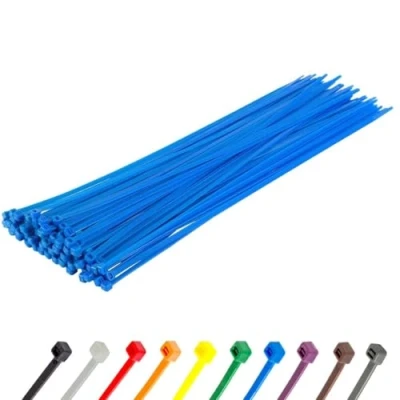 Abbildung von Gocableties Kabelbinder 100 Stück Blau, 370 mm x 4,8 mit 22,2 kg Zugfestigkeit, lang, UV Beständig Set