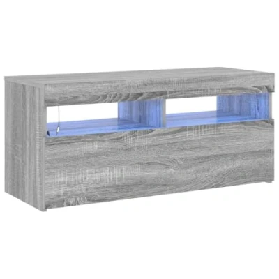 Abbildung von vidaXL TV Schrank mit LED Leuchten Lowboard Möbel Tisch Sideboard Fernsehtisch Fernsehschrank HiFi Grau Sonoma 90x35x40cm