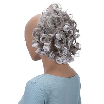 Abbildung von CAISHA Haarteil Haargummi Lena Hochsteckfrisuren Brautfrisuren Voluminös Gelockt Unordentlich Dutt Kunstfaser DM17cm Dunkelblond Grau Mix G34L