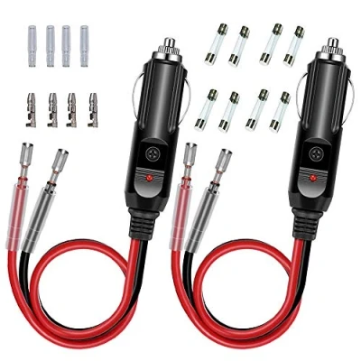 Abbildung von GTIWUNG 2 Stück Zigarettenanzünder Stecker, 12V Autostecker mit 8 10A/15A Sicherung, KFZ Stromversorgung Kordel für tragbare DVD Player, Auto, LKW, Bus Kamera, Auto DVR