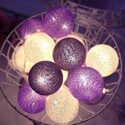 Abbildung von LED Lichterkette Baumwollkugeln Batteriebetrieben, 3,3m 20er Cotton Ball Lichterketten Kugeln Nachtlicht für Weihnachten, Hochzeit, Party, Zimmer, Wohnheim, Innen Deko
