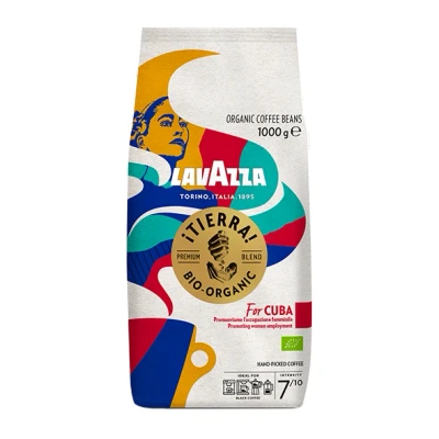Abbildung von Lavazza, Tierra for Cuba, Bio Kaffeebohnen, Ideal für Espressomaschinen, mit Aromen von Schokolade und Trockenfrüchten, Arabica Robusta, Intensität 7/10, Mittlere Röstung, 1 kg