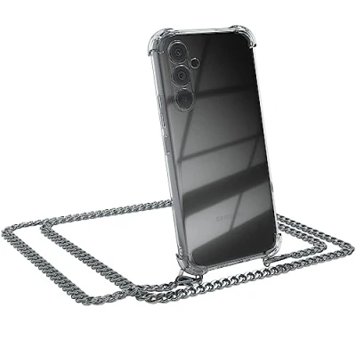 Abbildung von EAZY CASE Handykette kompatibel mit Samsung Galaxy A54, Handyhülle Abnehmbarer Kette, Necklace Hülle Band, Metallriemen Handy, Phone Chain anpassbarem Ersatzband Metall Silber