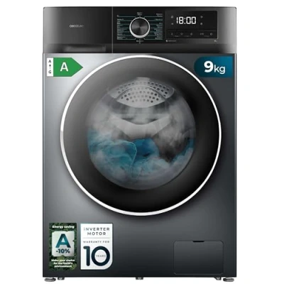 Abbildung von Cecotec Lavadora 9 Kg Carga Frontal Bolero Dresscode 9500 Inverter Steel A. 1900 W, 1400 rpm, Motor Plus, Bajo Consumo, 16 Programas, SteamMax, Delay Start, Stahl