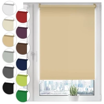 Abbildung von Verdunklungsrollo Klemmfix ohne Bohren, Sonello, verdunkelnd, 40 cm x 130 Beige Verdunkelungsrollo, Rollos für Fenster und Tür, Seitenzugrollo verdunkelnd freihängend Sonnenschutz Sichtschutz, einfache Montage, Hitzeschutz