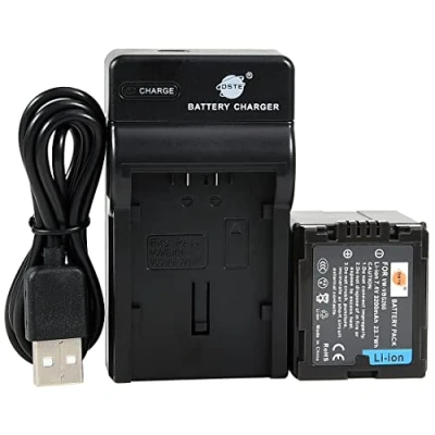 Abbildung von DSTE VW VBG260 Li Ionen Batterie und Micro USB Ladegerät Anzug Kompatibel für Panasonic VBG070 AG AC7 AF100 HMC40 HMC80 HMC150 HDC HS250