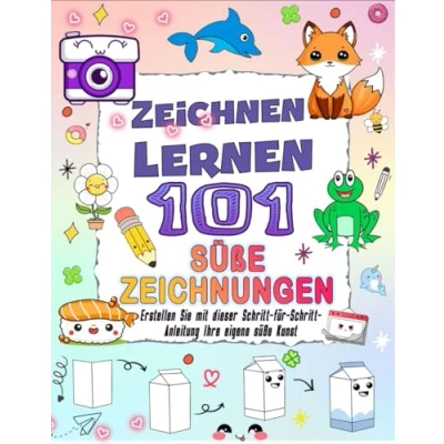 Abbildung von 101 süße Zeichnungen Zeichnen Lernen: Erstellen Sie mit dieser Schritt für Anleitung Ihre eigene Kunst und verleihen Ihrem Design lebendige Farben.