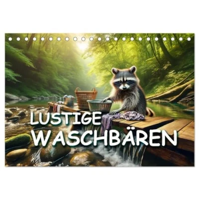 Abbildung von Lustige Waschbären (Tischkalender 2025 DIN A5 quer), CALVENDO Monatskalender