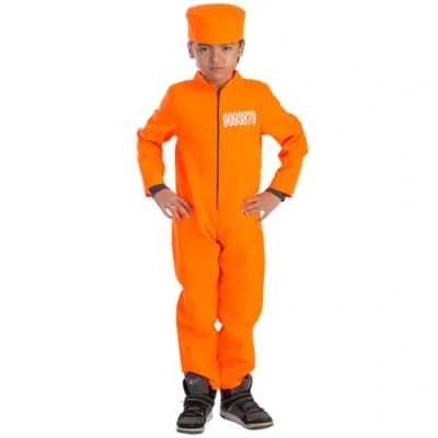 Abbildung von Dress Up America 793 L Kinder Häftlingstracht, Orange, Größe 12 14 Jahre (Taille: 86 96 Höhe: 127 145 cm)