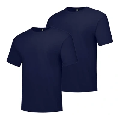 Abbildung von Hanes Beefyt Herren T Shirt, schwere Baumwolle, Rundhalsausschnitt, 1 oder 2er Pack, erhältlich in großen Größen, Marineblau, 2 Stück, L