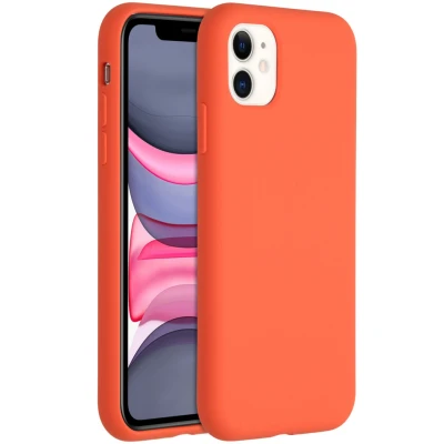 Abbildung von Apple iPhone 11 Hülle Silikon Accezz Soft Case/Backcover Handyhülle Orange
