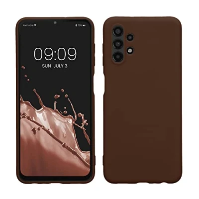 Abbildung von kwmobile Hülle kompatibel mit Samsung Galaxy A13 4G weiches TPU Silikon Case Cover geeignet für kabelloses Laden Chocolate