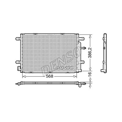 Abbildung von DENSO DCN02039 Klimakondensator ohne Trockner 568x386.2x16 R 134a 568 AUDI: A4 B7 Avant, B8 Limousine