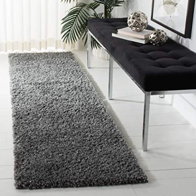 Abbildung von SAFAVIEH Zottelig Teppich für Wohnzimmer, Esszimmer, Schlafzimmer August Shag Collection, Kurzer Flor, Grau, 76 X 183 cm