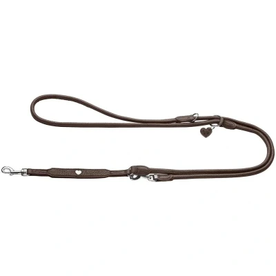 Abbildung von HUNTER Verstellbare Hundeführleine Round &amp; Soft Love, Farbe: braun, weiches Rindnappaleder, rundgelegt, 3 fache Verstellmöglichkeit, eingenähtes Herz, Handarbeit, Made in Germany, Größe: 6/200
