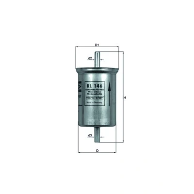 Abbildung von MAHLE ORIGINAL KL 146 Kraftstofffilter Leitungsfilter 8 8,0 RENAULT: TWINGO 1, MEGANE 1 Kasten, HYUNDAI: Santa Fe I, Trajet