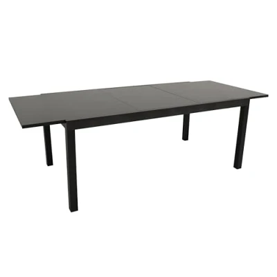 Abbildung von DEGAMO Gartentisch Ausziehtisch ELBA XXL, 200/300x110cm, Aluminium anthrazit + Glas schwarz, Outdoor