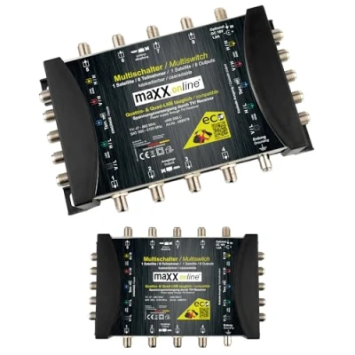 Abbildung von maxx.onLine Kaskade Multischalter 8 Teilnehmer &amp; 1 Satellit, Quad Quattro LNB tauglich, DVB S Multiswitch 5/8 mit eco Sparmodus, Terr. aktiv