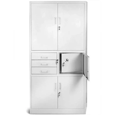 Abbildung von Jan Nowak Aktenschrank, Büroschrank, Metallschrank mit Tresor 3 Schubladen, Höhenverstellbare Fachböden, Geheimfach, Pulverbeschichtet für Büro, Archiven, Behörden 185 cm x 90 40 cm, Grau