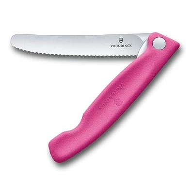 Abbildung von Victorinox Tafelmesser Faltbares Gemüsemesser Wellenschliff pink