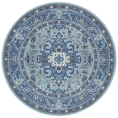 Abbildung von Hanse Home Nouristan Mirkan Orient Teppich Rund Wohnzimmerteppich Orientalisch Kurzflor Vintage Orientalischer für Esszimmer, Wohnzimmer, Schlafzimmer Himmelblau, 160cm