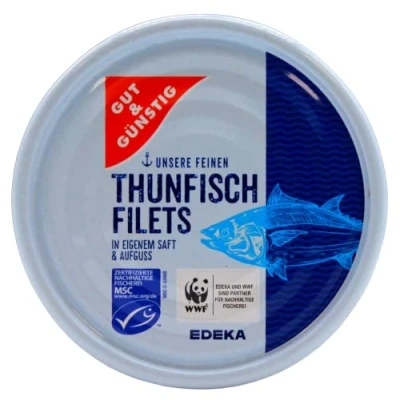 Abbildung von Gut &amp; Günstig MSC Thunfisch Filets in eigenem Saft und Aufguss, 24er Pack (24 x 150g)
