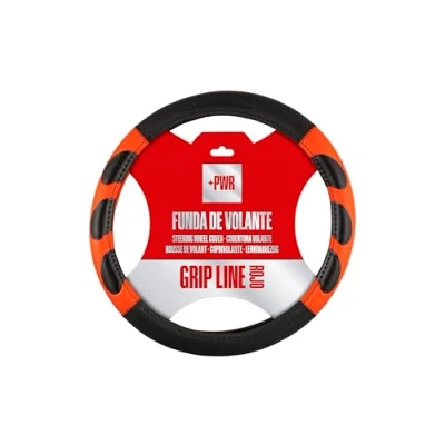 Abbildung von +PWR Car Parts Lenkradbezug Grip Line schwarz und rot Universal für Lenkräder von Pkw 37 bis 39 cm. rutschfest. Hergestellt aus 100% hochwertigem Polyester.