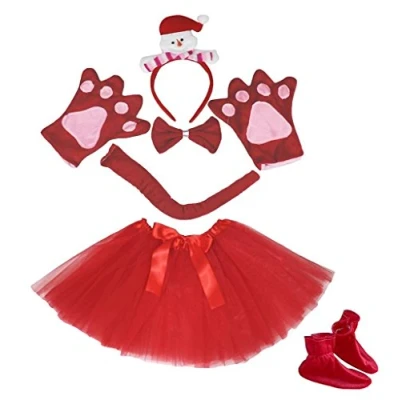 Abbildung von Petitebelle 3D Stirnband Bowtie Schwanz Handschuhe Rock Schuhe 6pc Mädchen Kostüm Einheitsgröße Schneemann